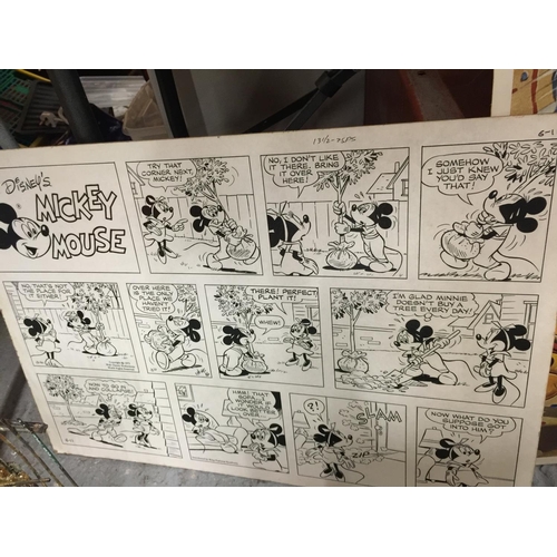 27 - EIGHT LARGE ORIGINAL VINTAGE DISNEY CINEMA POSTERS ON BOARDS TO INCLUDE DONALD DUCK, MICKEY MOUSE, J... 