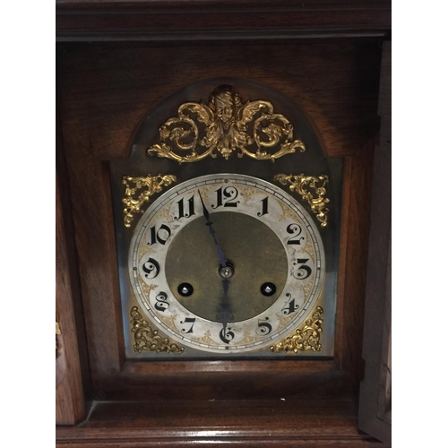 9 - A 19TH CENTURY MAHOGANY CASED BRACKET CLOCK WITH FULL BRASS DIAL AND SILVER CHAPTER RING ORMOLA DECO... 