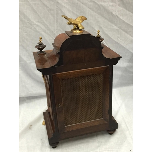 9 - A 19TH CENTURY MAHOGANY CASED BRACKET CLOCK WITH FULL BRASS DIAL AND SILVER CHAPTER RING ORMOLA DECO... 