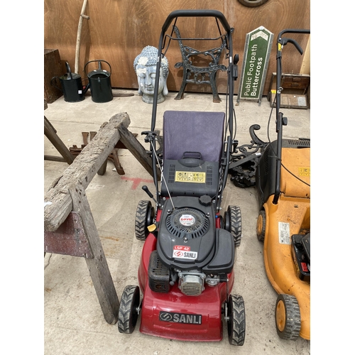 1501 - A SANLI PETROL LAWNMOWER WITH GRASS BOX