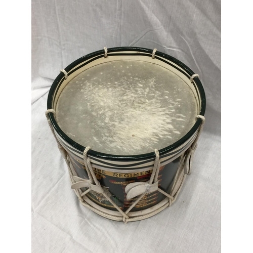 47 - A MARCHING BAND DRUM WITH WORCESTERSHIRE REGIMENT SOUTH AFRICA 1900 - 02 DECORATION
