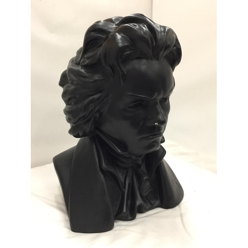 54 - A HEAVY BUST OF BEETHOVEN ENGRAVED WITH SIGNATURE G. SETT 1915 H: 38CM