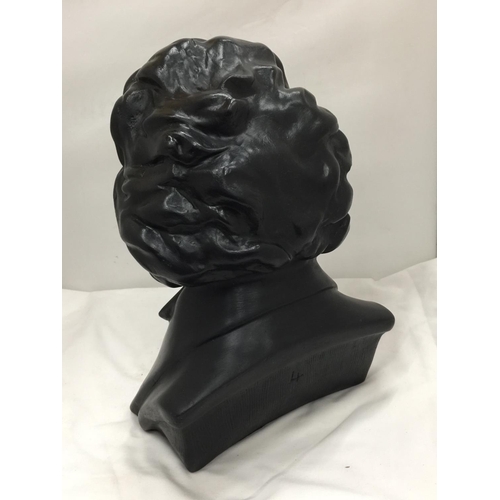 54 - A HEAVY BUST OF BEETHOVEN ENGRAVED WITH SIGNATURE G. SETT 1915 H: 38CM