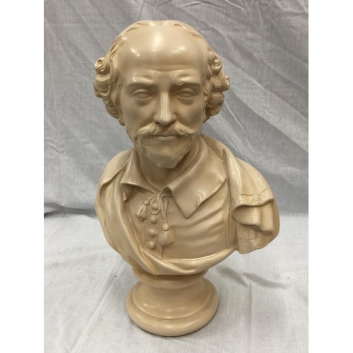 57 - A LARGE BUST OF SHAKESPEARE H: 53CM