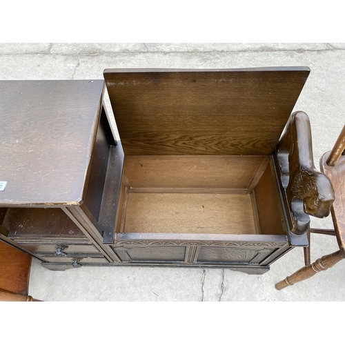 2640 - AN OAK TELEPHONE TABLE/SEAT