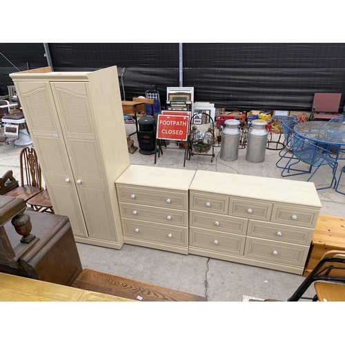 2642 - AN 'ALSTONS FURNITURE' WARDROBE AND TWO CHEST OF DRAWERS