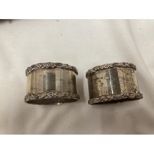 16A - A PAIR OF LONDON HALLMARKED SILVER MAPPIN AND WEB NAPKIN RINGS IN ORIGINAL BOX