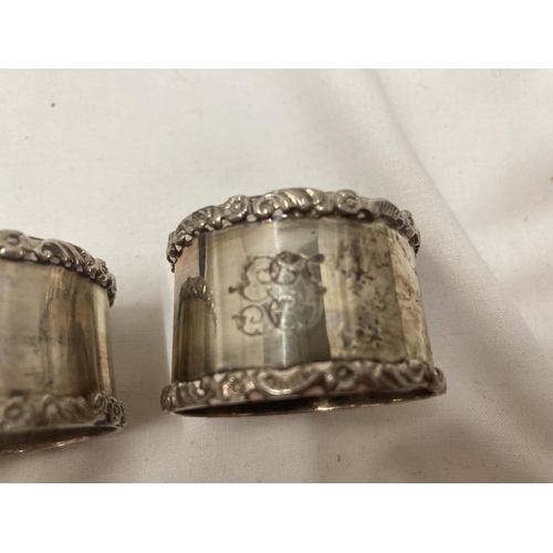 16A - A PAIR OF LONDON HALLMARKED SILVER MAPPIN AND WEB NAPKIN RINGS IN ORIGINAL BOX