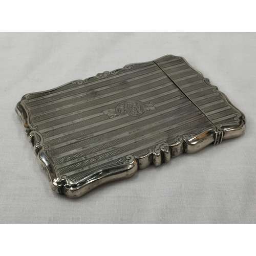 11 - A BIRMINGHAM HALLMARKED SILVER CARD CASE WITH DECORATIVE DESIGN H: 10CM. WEIGHT 70 GRAMS