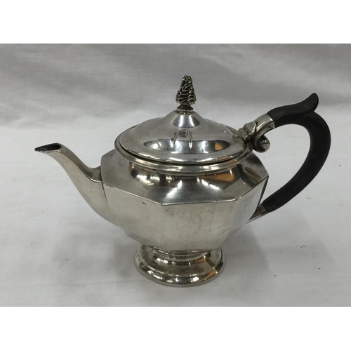 17 - A BIRMINGHAM HALLMARKED SILVER TEAPOT NOT WITH ORIGINAL LID WEIGHT 372 GRAMS