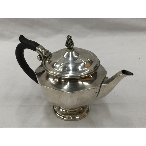 17 - A BIRMINGHAM HALLMARKED SILVER TEAPOT NOT WITH ORIGINAL LID WEIGHT 372 GRAMS