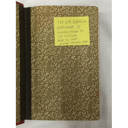 27 - TWO FIRST EDITION HARDBACKS BY MARK TWAIN, A YELLOW JACKET HUCKLEBERRY FINN PUBLISHED 1886 AND THE A... 