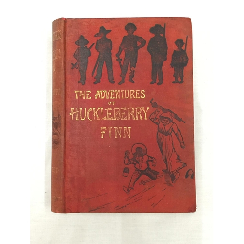 27 - TWO FIRST EDITION HARDBACKS BY MARK TWAIN, A YELLOW JACKET HUCKLEBERRY FINN PUBLISHED 1886 AND THE A... 