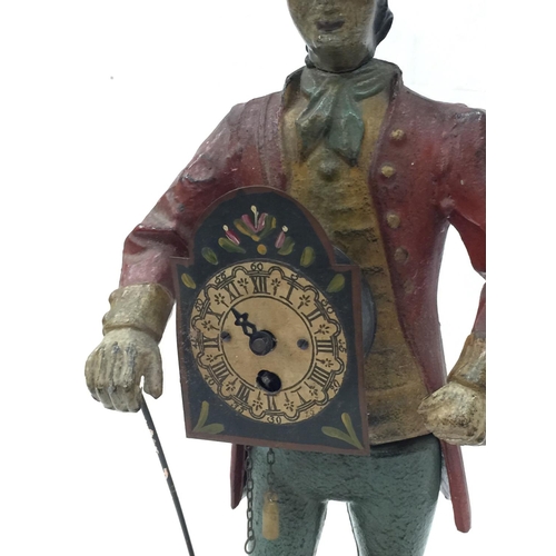 3 - A VINTAGE CAST ALLOY FIGURE OF A DUTCH CLOCK SELLER H: 40CM