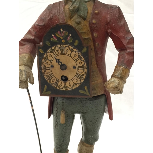 3 - A VINTAGE CAST ALLOY FIGURE OF A DUTCH CLOCK SELLER H: 40CM