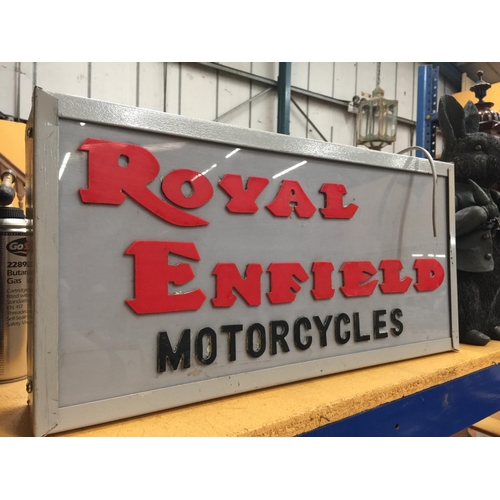 42 - A ROYAL ENFIELD MOTORCYCLES ILLUMINATED SIGN W: 58CM