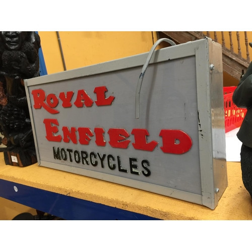 42 - A ROYAL ENFIELD MOTORCYCLES ILLUMINATED SIGN W: 58CM