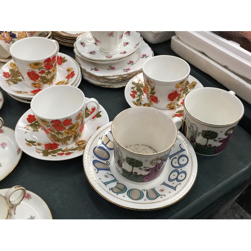 211 - A LARGE QUANTITY OF VINTAGE CHINA AND PORCELAIN CUPS AND SAUCERS TO INCLUDE ROYAL DOULTON, ALFRED ME... 