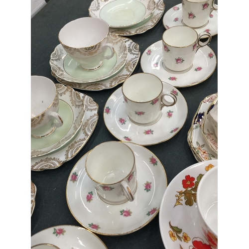 211 - A LARGE QUANTITY OF VINTAGE CHINA AND PORCELAIN CUPS AND SAUCERS TO INCLUDE ROYAL DOULTON, ALFRED ME... 