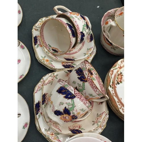 211 - A LARGE QUANTITY OF VINTAGE CHINA AND PORCELAIN CUPS AND SAUCERS TO INCLUDE ROYAL DOULTON, ALFRED ME... 