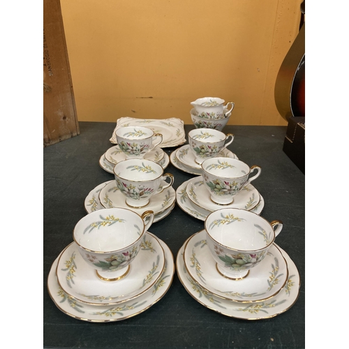 267 - A ROYAL STAFFORD 'TROUSSEAU' TEASET TO INCLUDE CAKE PLATE, CREAM JUG, SUGAR BOWL, CUPS, SAUCERS AND ... 