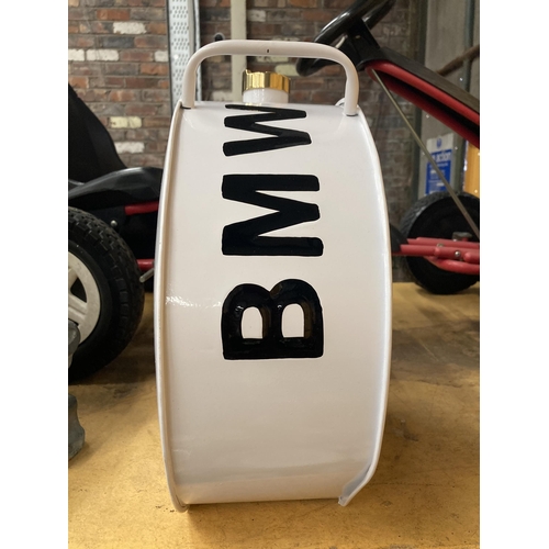 274 - A WHITE BMW PETROL CAN - HAS DENT