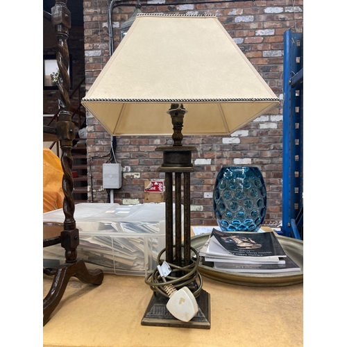 278 - A 'COLUMN' TABLE LAMP AND SHADE