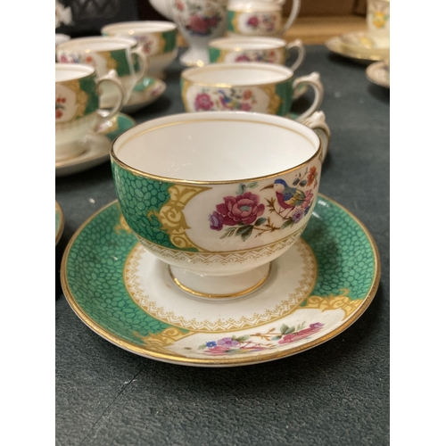 292 - A VINTAGE CHINA 'BIRD OF PARADISE' COFFEE SET TO INCLUDE COFFEE POT, CREAM JUG, SUGAR BOWL, CUPS AND... 