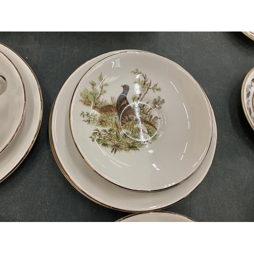 160 - A QUANTITY OF ROYAL FALCON IRONSTONE CUPS, SAUCERS AND SIDE PLATES WITH A PHEASANT DECORATION