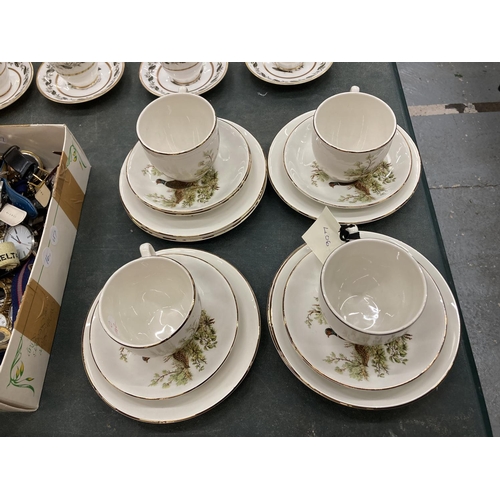 160 - A QUANTITY OF ROYAL FALCON IRONSTONE CUPS, SAUCERS AND SIDE PLATES WITH A PHEASANT DECORATION