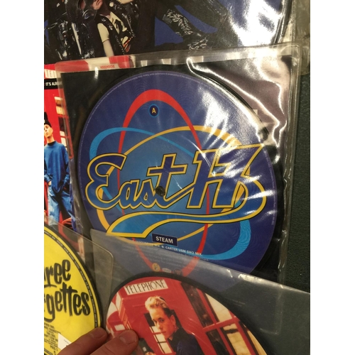 133 - FOUR 7 INCH 45RPM PICTURE DISC SINGLES -2 EAST 17 'IT'S ALRIGHT', EAST 17 'STEAM' AND THE THREE COUR... 