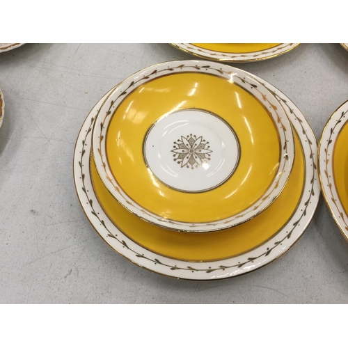 155 - A QUANTITY OF WETLEY CHINA CUPS, SAUCERS AND PLATES IN A VIBRANT YELLOW AND GUILD COLOUR