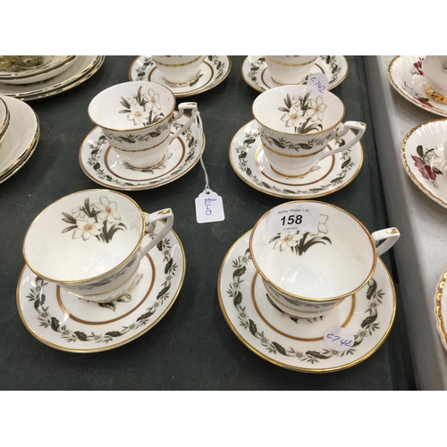 158 - EIGHT VINTAGE ROYAL WORCESTER 'BERNINA' CHINA CUPS AND SAUCERS