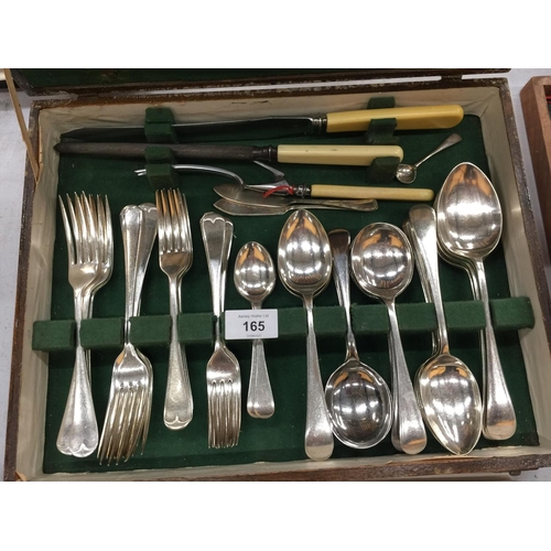 165 - A VINTAGE MAHOGANY CASED CANTEEN OF CUTLERY