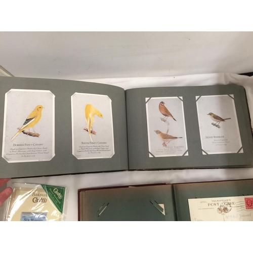 185 - A VINTAGE ALBUM CONTAINING A COLLECTION OF BIRD POSTCARDS PLUS  A PART FILLED POSTCARD ALBUM CONTAIN... 