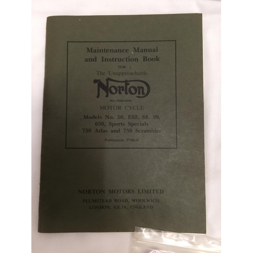 186 - A SELECTION OF VINTAGE NORTON MOTORCYCLE PUBLICATIONS