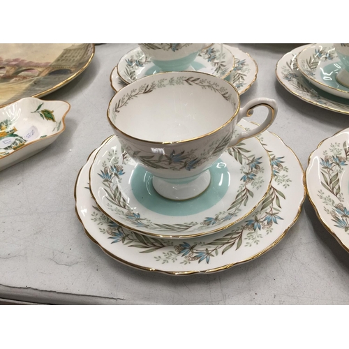 194 - A TUSCAN 'FRESCO' TEASET TO INCLUDE CUPS, SAUCERS, SIDE PLATES, SANDWICH AND CAKE PLATE, SUGAR BOWL ... 