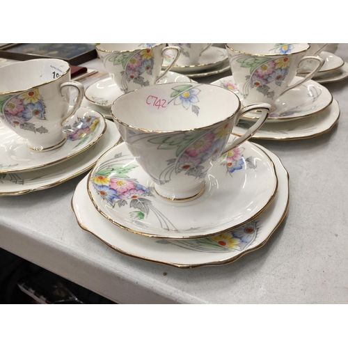 197 - A VINTAGE ROYAL STAFFORD TEASET TO INCLUDE A SANDWICH PLATE, CUPS, SAUCERS, SIDE PLATES, CREAM JUG A... 