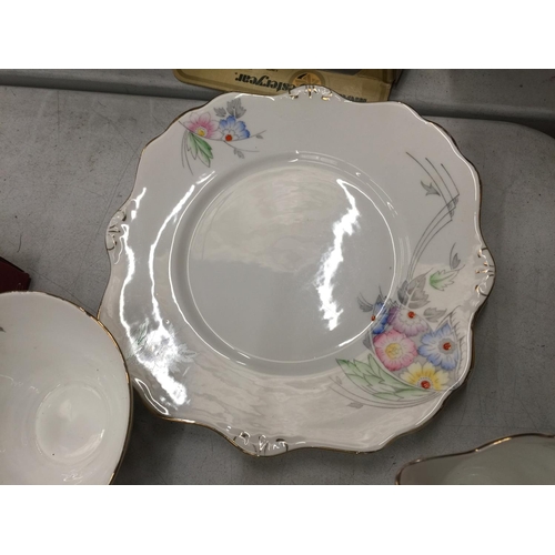 197 - A VINTAGE ROYAL STAFFORD TEASET TO INCLUDE A SANDWICH PLATE, CUPS, SAUCERS, SIDE PLATES, CREAM JUG A... 