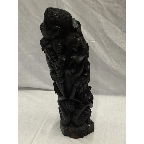 41 - A LARGE HAND CARVED AFRICAN TRIBAL STYLE FIGURE H: 54CM