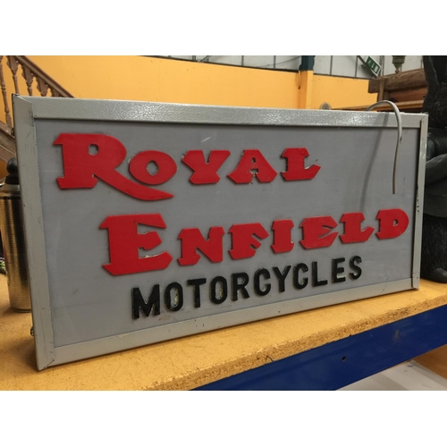 42 - A ROYAL ENFIELD MOTORCYCLES ILLUMINATED SIGN W: 58CM