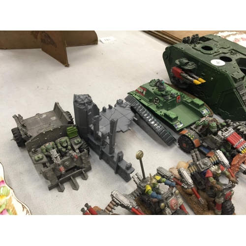 151 - A LARGE COLLECTION OF WARHAMMER FIGURES AND VEHICLES