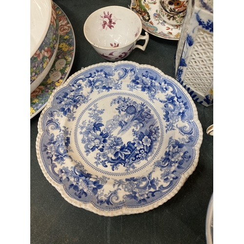 290 - A LARGE ROYAL STAFFORD LIDDED TUREEN, BOWL AND SERVING PLATE PLUS BLUE AND WHITE CERAMICS, ORIENTAL ... 