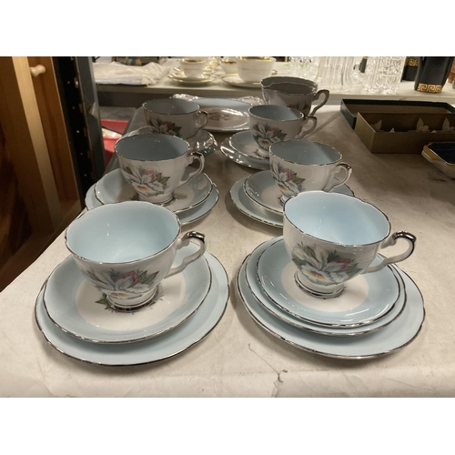 343 - A ROYAL STAFFORD 'WHITE LADY' TEASET TO INCLUDE A CAKE PLATE, CUPS, SAUCERS, SIDE PLATES, CREAM JUG ... 