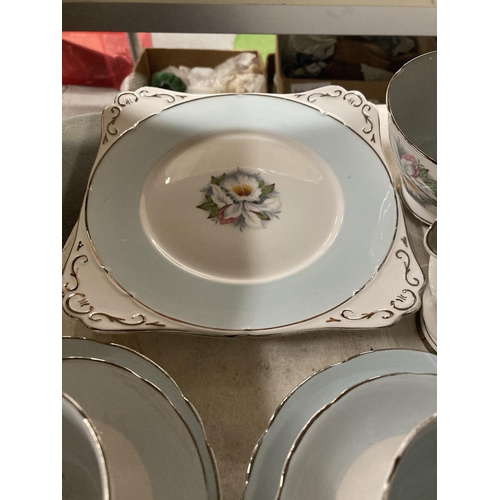 343 - A ROYAL STAFFORD 'WHITE LADY' TEASET TO INCLUDE A CAKE PLATE, CUPS, SAUCERS, SIDE PLATES, CREAM JUG ... 