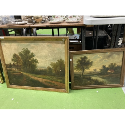 464A - TWO VICTORIAN OIL ON CANVAS PAINTINGS OF COUNTRY SCENES