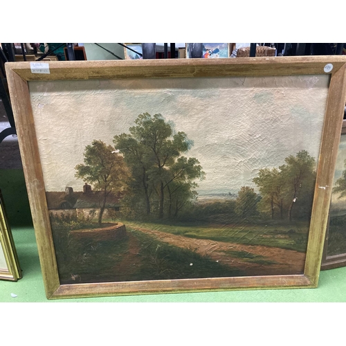 464A - TWO VICTORIAN OIL ON CANVAS PAINTINGS OF COUNTRY SCENES