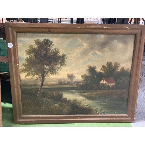 464A - TWO VICTORIAN OIL ON CANVAS PAINTINGS OF COUNTRY SCENES