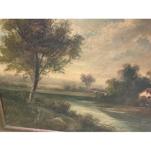 464A - TWO VICTORIAN OIL ON CANVAS PAINTINGS OF COUNTRY SCENES