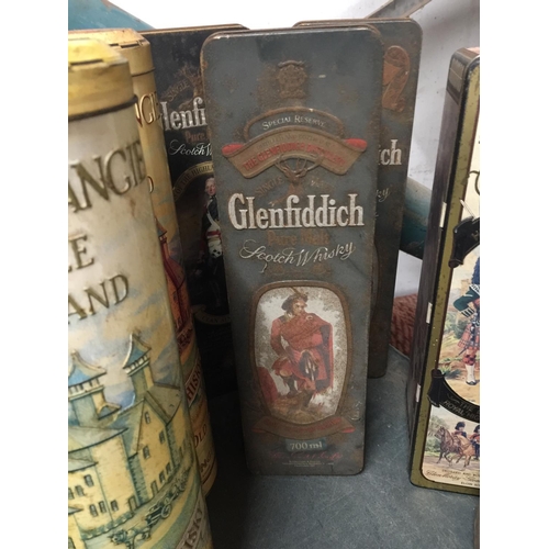 470 - A QUANTITY OF MALT WHISKY TINS TO INCLUDE GLENFIDDICH, GLENMORANGIE, GLEN MORAY, ETC